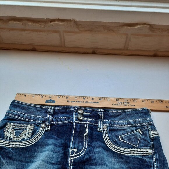 Vigoss Jeans Womens 5/6 Chelsea Capri Thick Stitch Western Cowgirl Rodeo Bling - Picture 11 of 14